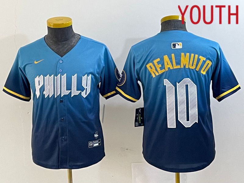 Youth Philadelphia Phillies 10 Realmuto Blue City Edition Nike 2024 MLB Jersey style 1